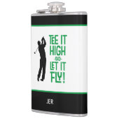 ゴルフスポーツキュートユーモアティー引用文ブラックグリーン8oz フラスク (左)