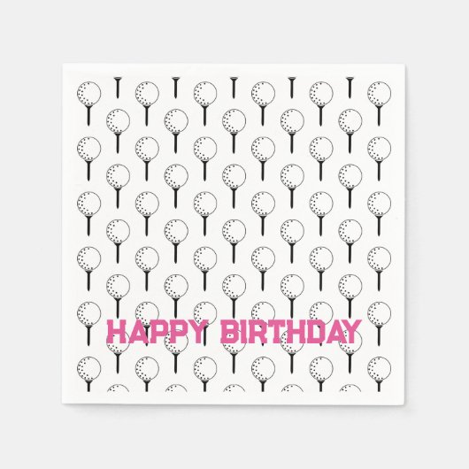 ゴルフスポーツハッピーバースデークラシックボールティーズおもしろい スタンダードカクテルナプキン (正面)