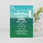 ゴルフスポーツリタイアメントパーティーウォーターカラーブルースカイ 招待状 (スタンド正面)