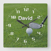ゴルフスポーツ | パーソナル化可能な贈り物 スクエア壁時計 (正面)