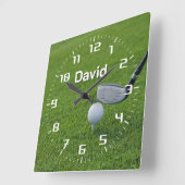 ゴルフスポーツ | パーソナル化可能な贈り物 スクエア壁時計 (傾斜)