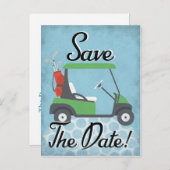 ゴルフセーブ・ザ・デイト – ゴルフパーティーゴルフイベント 案内ポストカード (正面/裏面)