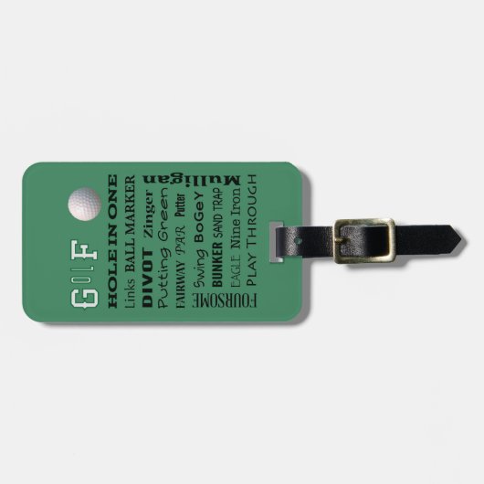 ゴルフタイポグラフィ パーソナライズされた ラゲッジタグ (正面横)