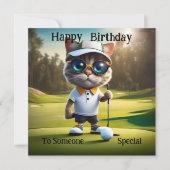 ゴルフタイムおもしろい:キャットゴルフプレーヤー、誕生日カード カード (正面)