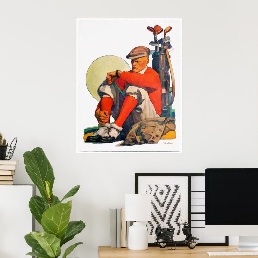 ゴルフタイムウォーターカラー – ヴィンテージ1931ゴルフプリント ポスター (ホームオフィス)