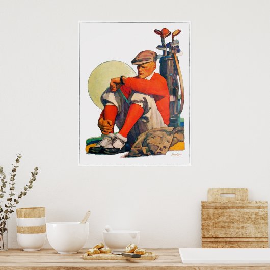 ゴルフタイムウォーターカラー – ヴィンテージ1931ゴルフプリント ポスター (キッチン)