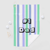 ゴルフタオルホワイトグリーンパープルストライプパパ#1 ゴルフタオル (インサイチュ)