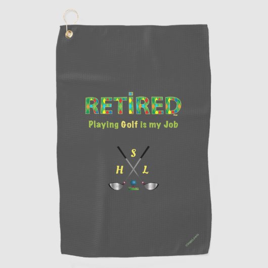 ゴルフタオルモパーソナライズされたノグラム-退職した引用文 ゴルフタオル (正面)