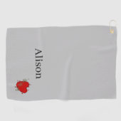 ゴルフタオル赤いハート ゴルフタオル (横)