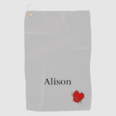 ゴルフタオル赤いハート ゴルフタオル (正面)