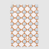 ゴルフタオル モノグラム 焦げたオレンジ 白 パターン (正面)