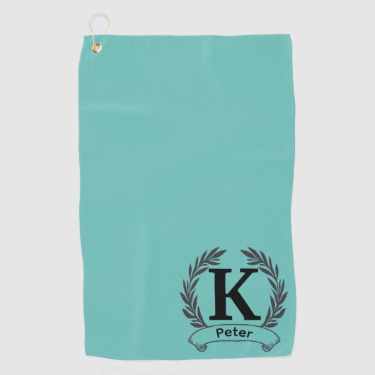 ゴルフタパーソナライズされたオル：カスタムロゴモノグラムの ゴルフタオル (正面)