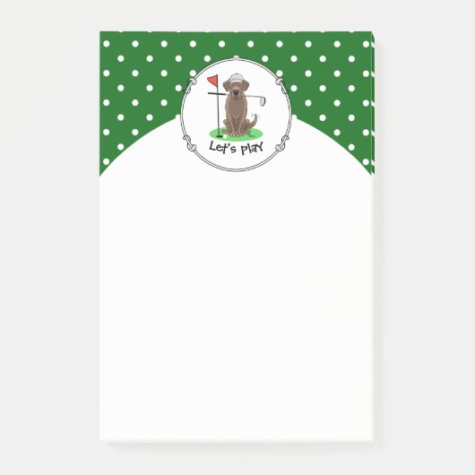 ゴルフチョコレートラブラドールレトリエバードッグ – かわいい ポストイット (正面)