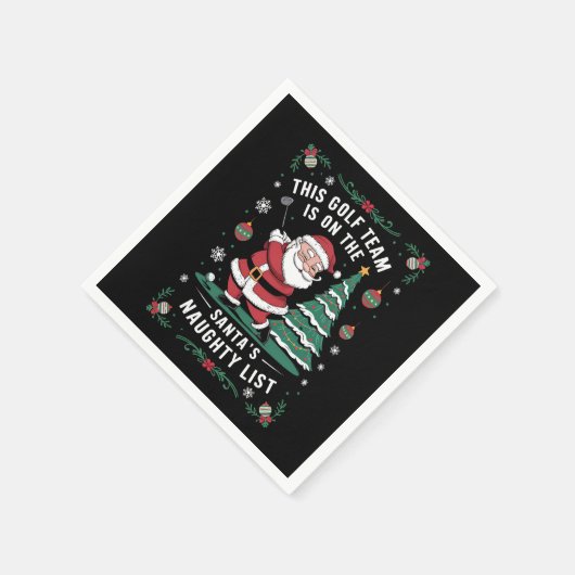 ゴルフチームはサンタのリストいけなクリスマスSanta Plに参加 スタンダードカクテルナプキン (角)
