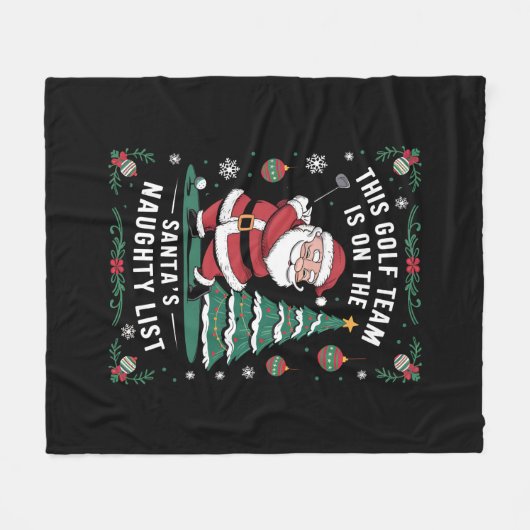 ゴルフチームはサンタのリストいけなクリスマスSanta Plに参加 フリースブランケット (正面(横))