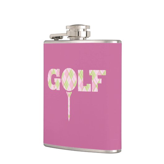 ゴルフティーのロゴのアーガイル柄のなピンクレディーの格子縞のお尻のフラスコ フラスク (左)