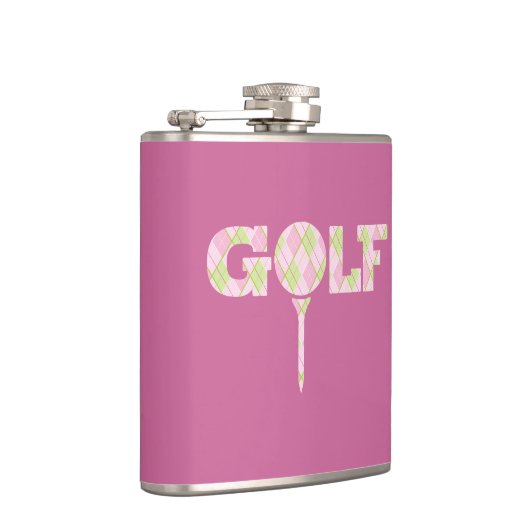 ゴルフティーのロゴのアーガイル柄のなピンクレディーの格子縞のお尻のフラスコ フラスク (右)