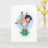 ゴルフティーの女性 カード (黄色い花)