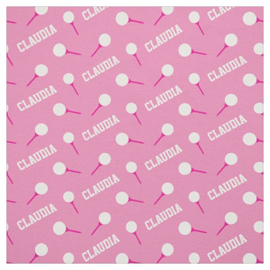 ゴルフティー女の子の名前ピンクのパターン生地 ファブリック (見本)