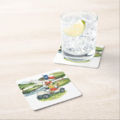 ゴルフテキサス州テーマ猫好き スクエアペーパーコースター (インサイチュ)