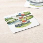 ゴルフテキサス州テーマ猫好き スクエアペーパーコースター (アングル)