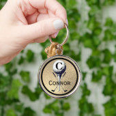 ゴルフテモノグラムのィー金ゴールド キーホルダー (手)