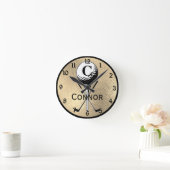 ゴルフテモノグラムのィー金ゴールド ラウンド壁時計 (ホーム)