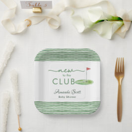 ゴルフテーマのベビーシャワーグリーンNew+to+the+Club ペーパープレート