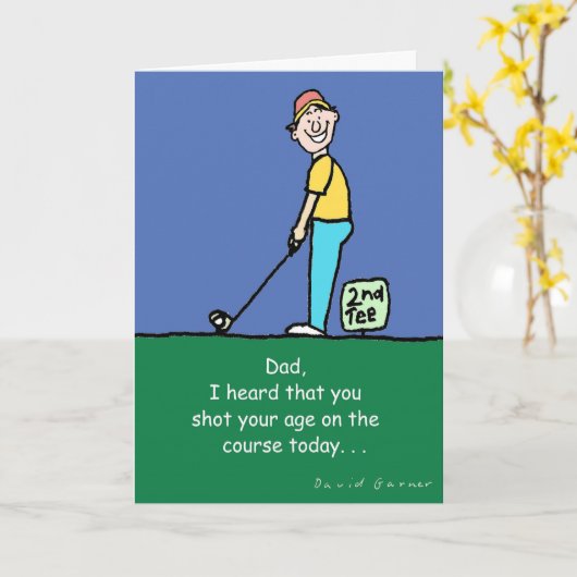 ゴルフテーマの父の日の挨拶状 カード (黄色い花)