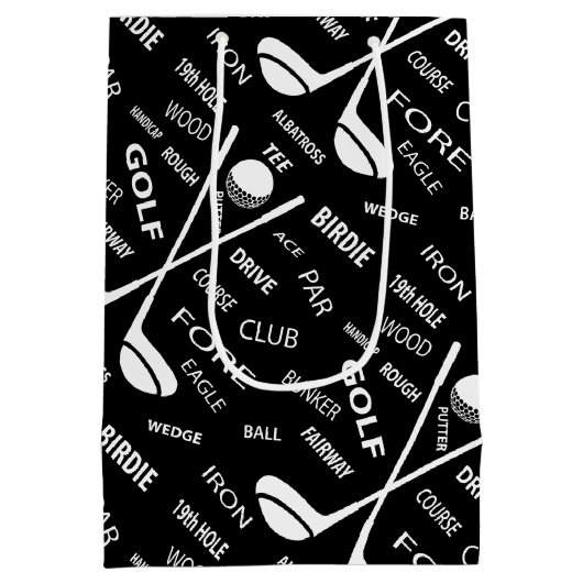 ゴルフテーマの誕生日 ミディアムペーパーバッグ (裏面)