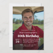 ゴルフテーマの40歳の誕生日パーティーの写真 招待状 (正面)