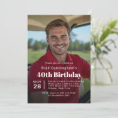 ゴルフテーマの40歳の誕生日パーティーの写真 招待状 (スタンド正面)
