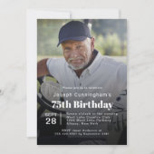 ゴルフテーマの75歳の誕生日パーティーの写真 招待状 (正面)