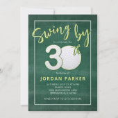 ゴルフテーマの「Swing By」30歳の誕生日スタイリッシュグリーン 招待状 (正面)