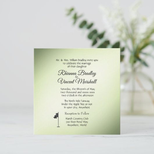 ゴルフテーマグリーン結婚式招待状 招待状 (スタンド正面)
