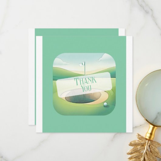 ゴルフテーマサンキューカード | フラットオプション サンキューカード (正面/裏面インサイチュ)