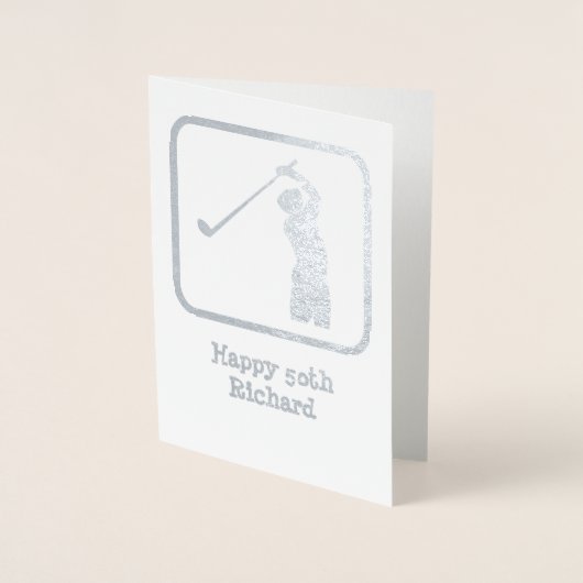 ゴルフテーマシルバーカスタムグラフィック写真/文字 箔カード (正面)