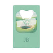 ゴルフテーマモノグラムステンレス鋼ボトルオープナー クレジットカード栓抜き (正面)