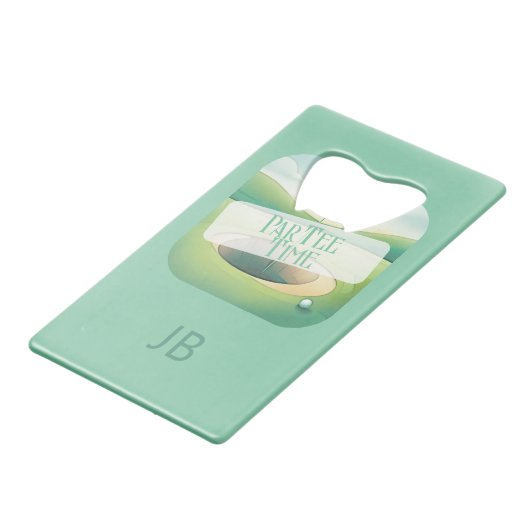 ゴルフテーマモノグラムステンレス鋼ボトルオープナー クレジットカード栓抜き (正面アングル)