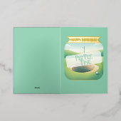 ゴルフテーマ誕生日 箔グリーティングカード (外側レイダウン)