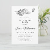 ゴルフテーマ退職パーティー白黒 招待状 (スタンド正面)