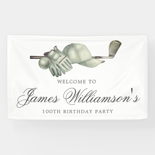 ゴルフテーマ100thバースデーパーティーへようこそ 横断幕 (横)