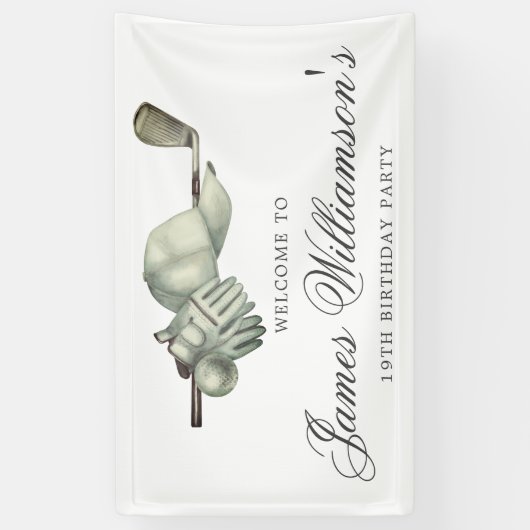 ゴルフテーマ19thバースデーパーティーカスタムへようこそ 横断幕 (縦)