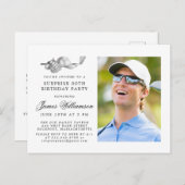 ゴルフテーマ30thサプライズ誕生日パーティーフォト インビテーションポストカード (正面/裏面)