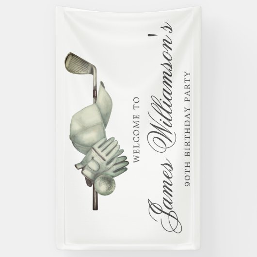 ゴルフテーマ90thバースデーパーティーへようこそ 横断幕 (縦)