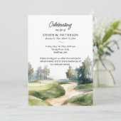 ゴルフテーマ、生活葬儀お祝い 招待状 (スタンド正面)