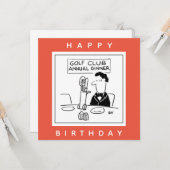 ゴルフディナーはゴルフトロリー漫画で刃物を持っている カード (正面/裏面インサイチュ)