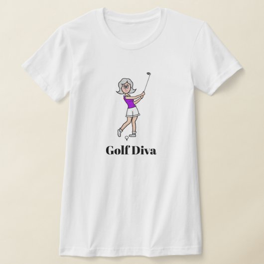 ゴルフディバグレイヘアレディーゴルファーTシャツ Tシャツ (レイダウン)