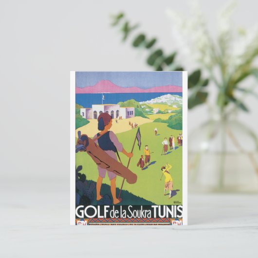 ゴルフデラソクラトゥニスヴィンテージ旅行ポスター ポストカード (スタンド正面)
