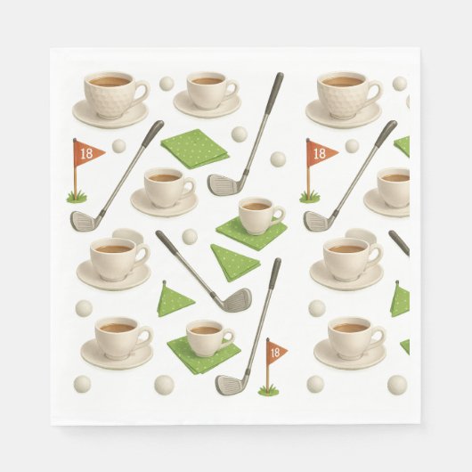 ゴルフトロン及び旗付きコーヒー スタンダードランチョンナプキン (正面)